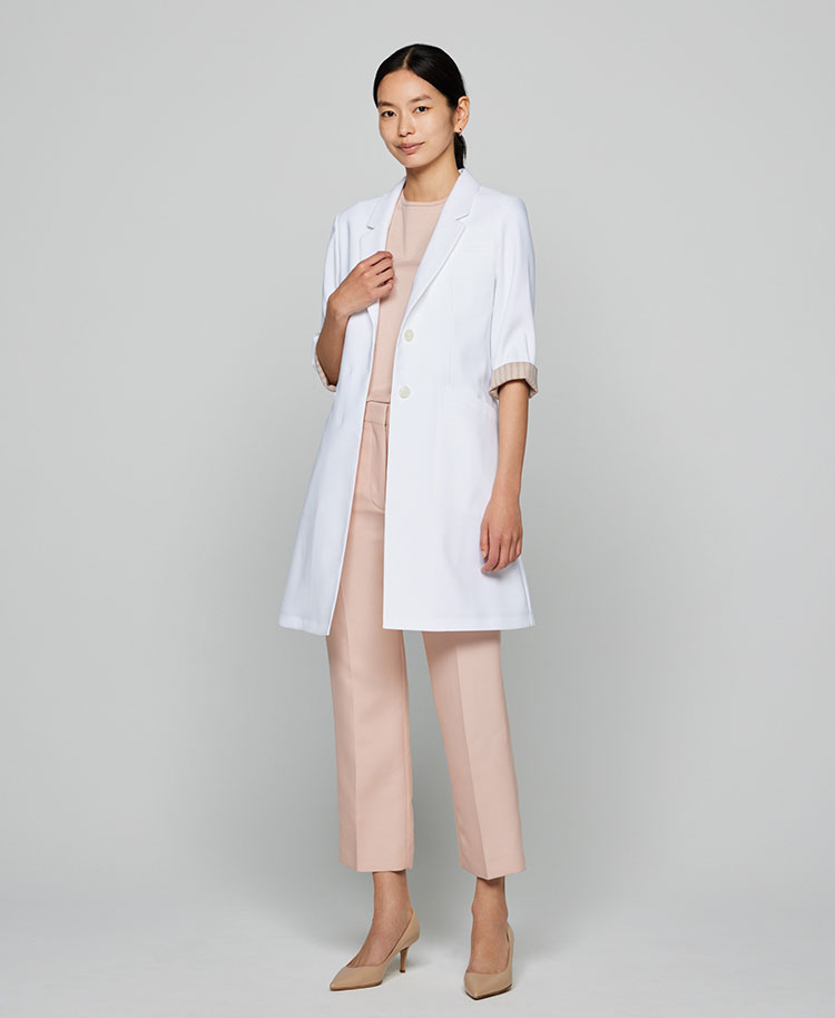 女款短版波浪襬醫師袍- Classico台灣｜來自日本的時尚醫療服裝品牌