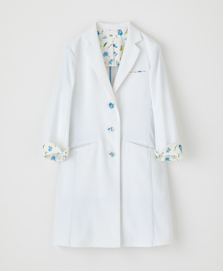 レディース白衣:Plantica・テーラードコート ブルー XS